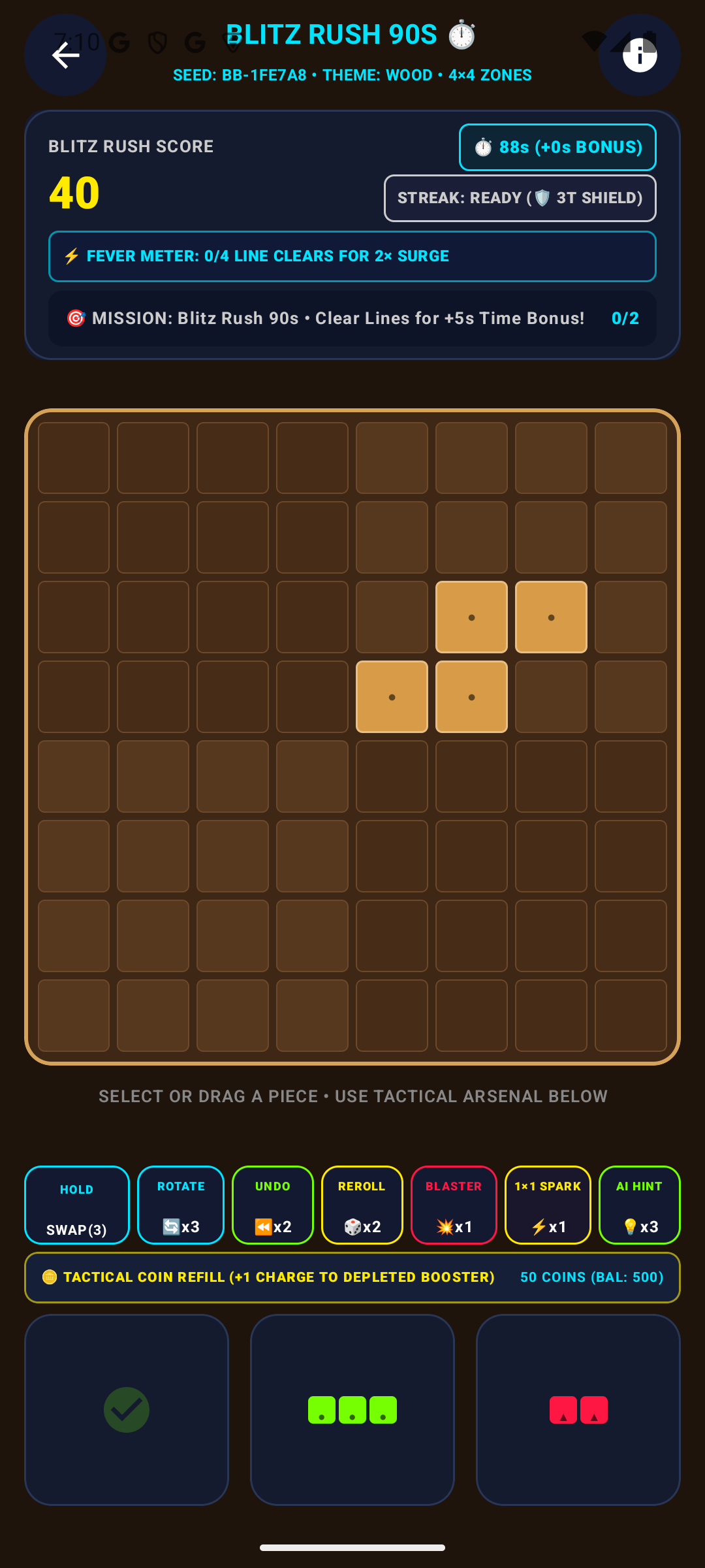 Tallyslate on Android showing Blitz Rush 90-Second Time-Attack Mode